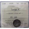 Image 1 : 1908 5¢ Large 8 ICCS VF20.