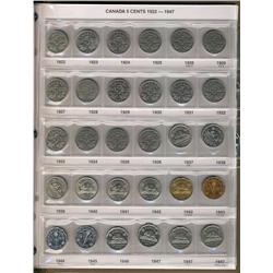 A  complete collection of Five Cent NICKEL.  1922 to 2002.  Includes scarcer dates such as the 1925,