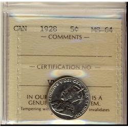 1928 5¢ PCGS MS64.  Well struck example.
