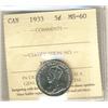 Image 1 : 1933 5¢ ICCS MS60.  Extremely tough date to find in Mintstate condition.