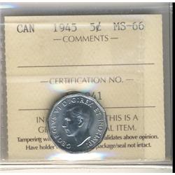 1945 5¢ ICCS MS66.