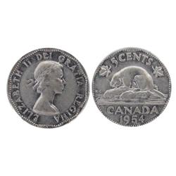 1954 NSF 5¢ CCCS VF20.  The coin is brilliant with some remaining lustre.  This is the first example