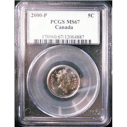 2000P 5¢ PCGS MS67.  Believed to be scarce in this high grade.