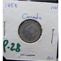 1858 10¢ EF45, brilliant and lustrous