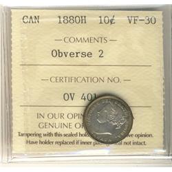 1880H 10¢ Obv 2 ICCS VF30.
