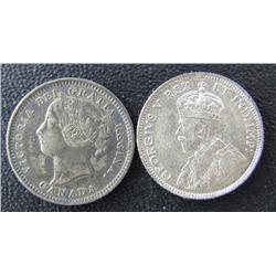 1900 VF20, 1911 EF40 10¢, two nice examples.