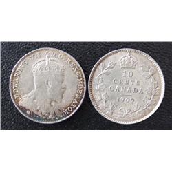 1909 Victorian Leaves 10¢ EF40, lightly toned.