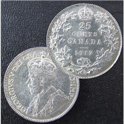 1917 25¢ AU-55, brilliant with strong lustre. A nice example.