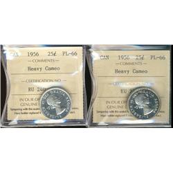1956 25¢ ICCS PL66 Heavy Cameo,  Lot of 2 coins.