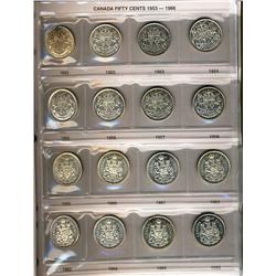 A  complete collection of Fifty cent pieces.  1953 to 2001.  Includes scarcer dates such as the 1953