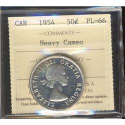 1954 50¢ ICCS PL66 Heavy Cameo