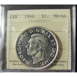 1946 $1 ICCS MS64.  Blast white.