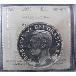 1951 $1 Arnprior ICCS MS63.  Blast white.
