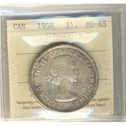 1958 $1 ICCS MS65.  Superb eye appeal with attractive shades.