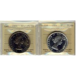 1964 $1 ICCS PL66 Cameo.  Lot of 2 coins