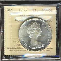 1965 $1 LgBds Ptd 5 ICCS MS64 Cameo.