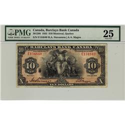Barclay's Bank of Canada, 1935 $10 #E134840, CH30-12-06 PMG VF25.