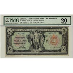 The Canadian Bank of Commerce, 1917 $5 #022022, CH-75-16-04-04 PMG VF20. Rare GIBSON signature.  Onl