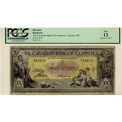 The Canadian Bank of Commerce 1917 $20 #346430, CH75-16-02-02-08, PCGS F12