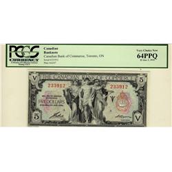 The Canadian Bank of Commerce, 1935 $5 #233912, CH75-18-02 PCGSUNC64PPQ.