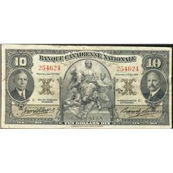 La Banque Canadienne Nationale 1935 $10 No.254624 CH-85-14-04  VF-EF