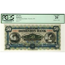 The Dominion Bank,  1925 $50 #32941, CH-220-22-08, PCGS VF20.