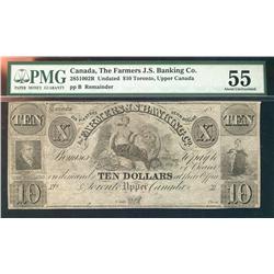 The Farmers J.S. Banking Co. 18__$10, CH-285-10-02r, PMG AU55.