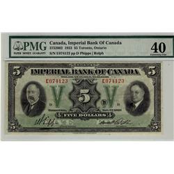 Imperial Bank of Canada 1933 $5 #E074123, CH375-20-02 PMG EF40