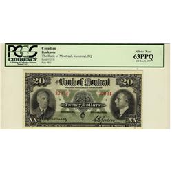 The Bank of Montreal, 1938 $20 #32034, CH-505-62-08, PCGS CH UNC63PPQ.