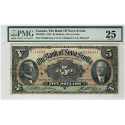 The Bank of Nova Scotia, 1924 $5 #2146484, CH-550-32-02, PMG VF25.