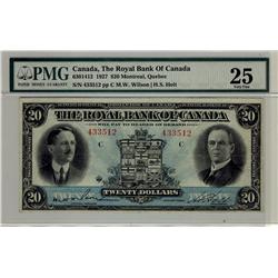 The Royal Bank of Canada, 1927 $20 #433512, CH-630-14-12, PMG VF25.