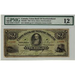 The Union Bank of Newfoundland, 1882 $2 #95460, CH-750-16-02, PMG F12.