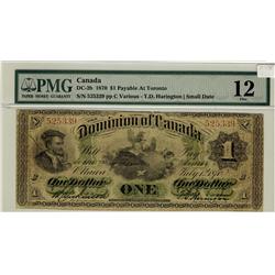 1870 $1 #525339, DC-2b PMG F12.