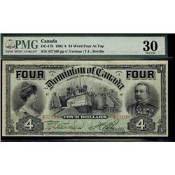 1902 $4 DC-17b #437108 PMG VF30.