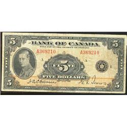 1935 $5 BC-5 English text A369210 F+