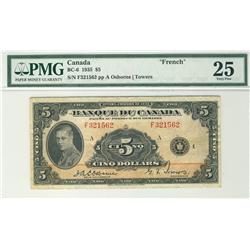 1935 $5 BC-6 #F321562. Nice PMG VF25 example.
