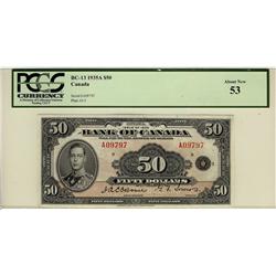 1935 $50 BC-13 A09797 PCGS AU53, looks choice. Rare and truly underrated. A very nice example.