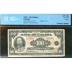 1935 $100 BC-15 #A17194 CCCS VF20, nice and problem free example.