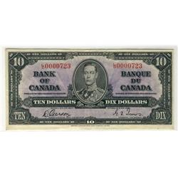 1937 $10 BC-24b RARE Low Serial Number #LB0000723.  Note grades VF/EF
