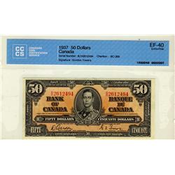 1937 $50 BC-26b #B/H2612494 CCCS EF40