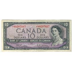 1954 $10 BC-40bA #**UT0207667.  Rare replacement issue in above average gade, VF.