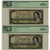 Image 1 : 1954 $20 BC-33b #B/E9450441 PCGS VF25PPQ and BC-33a #A/E4139269 PCGS VF25PPQ