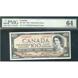 1954 $100 BC-35b A/J1924232 PMG UNC64.  Scarce Beattie-Coyne signatures