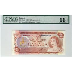 1974 $2 BC-47aA *R/A6546316 PMG UNC66EPQ, rare prefix.
