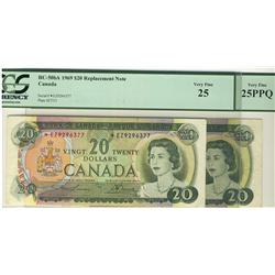 1969 $20 BC-50bA #*EZ9296377 PCGS VF25 and BC-50aA #*EM3216126 PCGS VF25PPQ