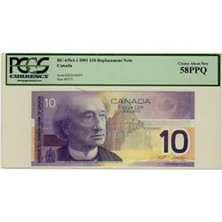 2001 $10 BC-63bA-i BEI0350977 PCGS AU58