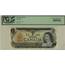 Solid 1973 $1 BC-46a #FE1111111, PCGS CH AU58PPQ.