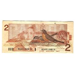 ERROR, 1986 $2 BC-55b #BGA9154814.  Rare Major Offser Print.  Nice VF example.