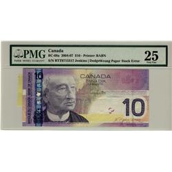 Error note, 2006 $10 BC-68a Printer BABN BTT9715317 PMG VF25.  Wrong paper stock error.  $10 denomin