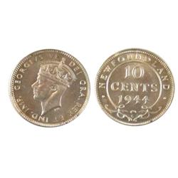 Nfld 1944c 10¢ ICCS MS63.  Brilliant and lustrous.  Scarce